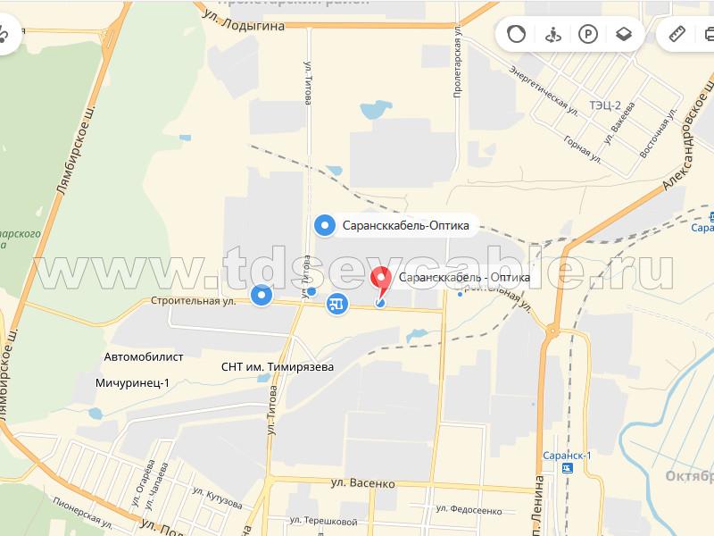 Расположение завода Сарансккабель